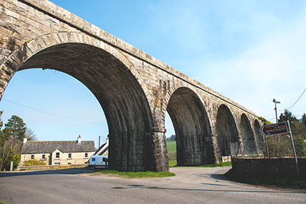 The viaduct constructed around 1860 has 16 limestone arches
